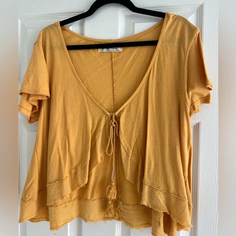 Free People front open yellow top size M